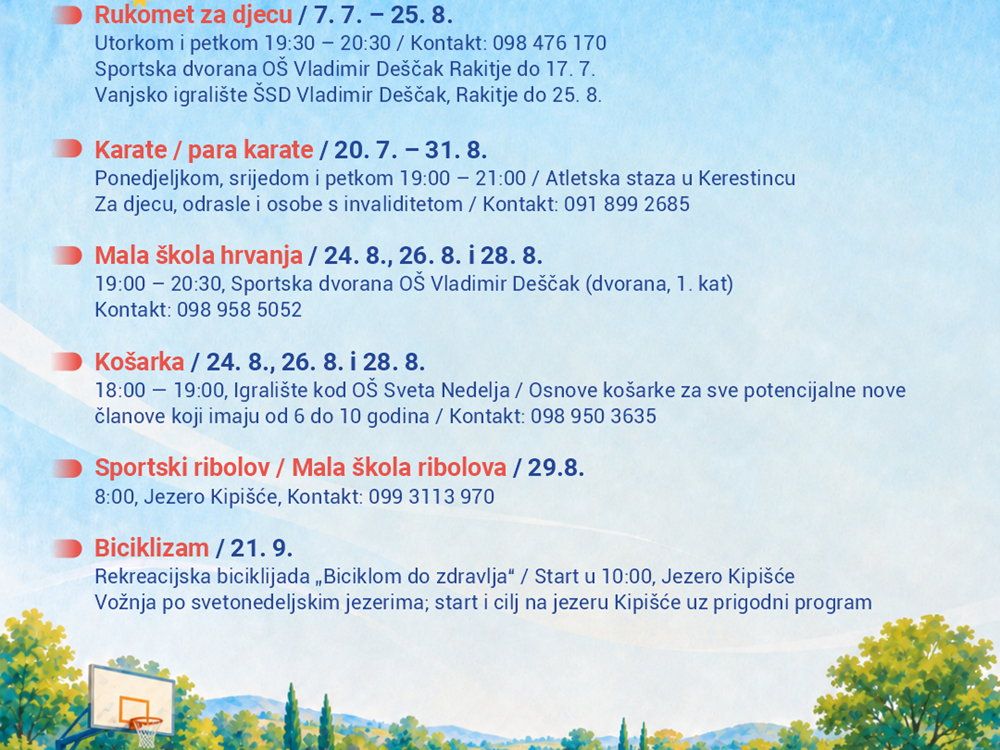 DOMENIKANA - Ljeto u Svetoj Nedelji (program za kolovoz i rujan)