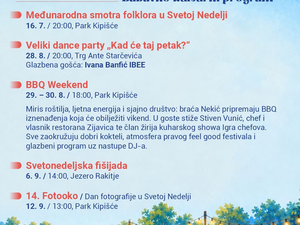 DOMENIKANA - Ljeto u Svetoj Nedelji (program za kolovoz i rujan)