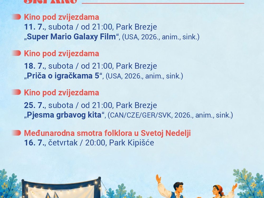 DOMENIKANA - Ljeto u Svetoj Nedelji (program za srpanj)